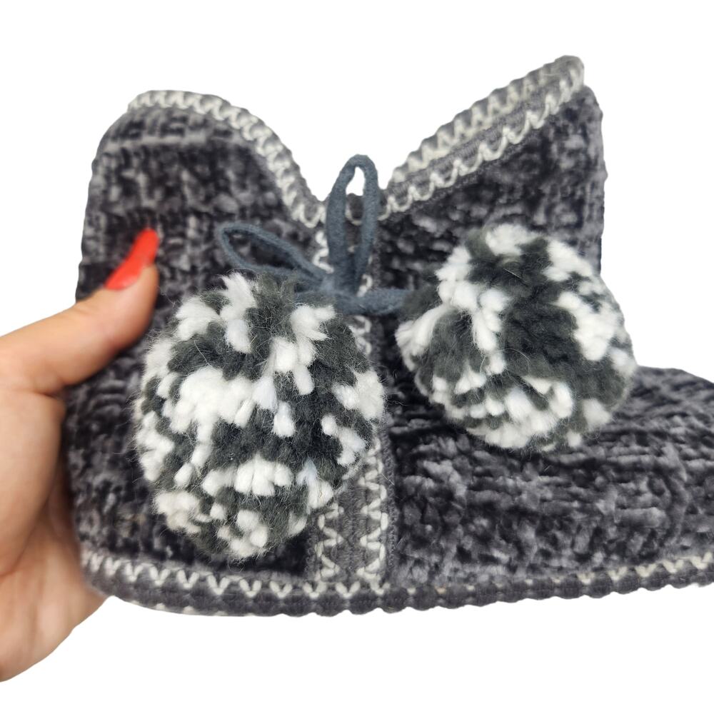 Apres Ski Cabincore Slippers Womens 7 Cozincore Hygge Pom Pom Fuzzy Soft Bootie - Picture 6 of 9